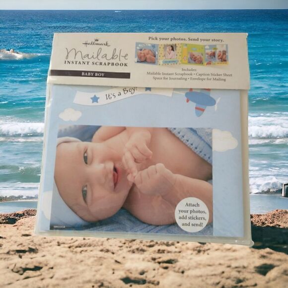 Hallmark Instant Scrapbook Sealed Mailable Baby Boy Brag Book NWT Blue Pastel - Picture 4 of 10